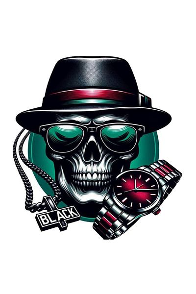 MegaSticker Rich Skull - 14x13 cm Autocolant pentru mașină, motocicletă, cască și laptop