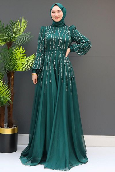 GİZ AGİYİM Βραδινό φόρεμα Emerald Janjan Hüma