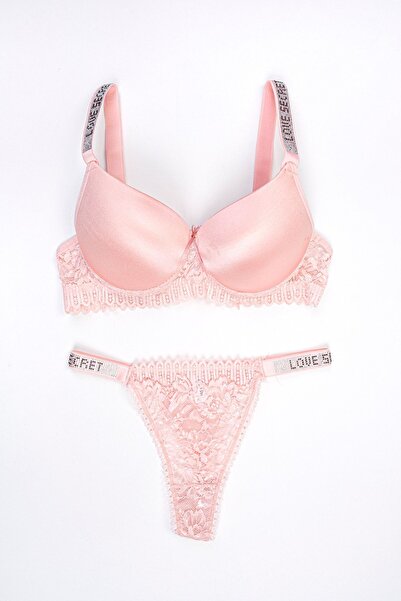 Tılsım Lingerie Set de sutien cu micro-căptușit cu bijuterii Salmon Love Secr...