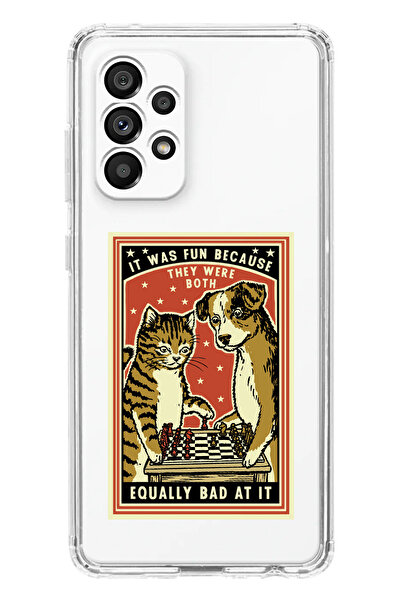 moonset Samsung Galaxy A33 Uyumlu Kedi ve Köpek Tasarımlı Baskılı Şeffaf Tele...