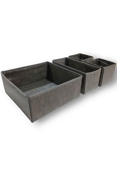 Balkan Room Anthracite 4-Piece Drawer Organizer Set - Multi-Purpose Cabinet Box Set