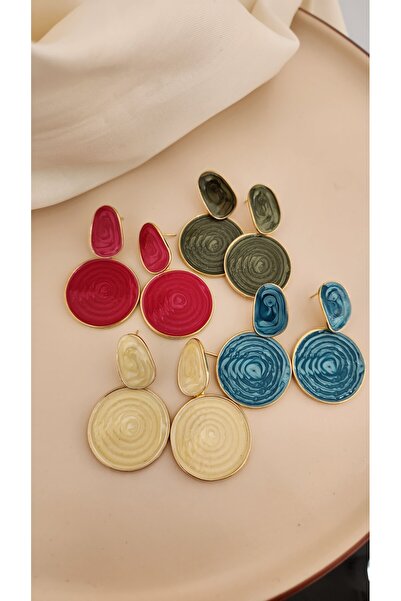 Momos Sallantılı Mineli Şık Çelik Küpe