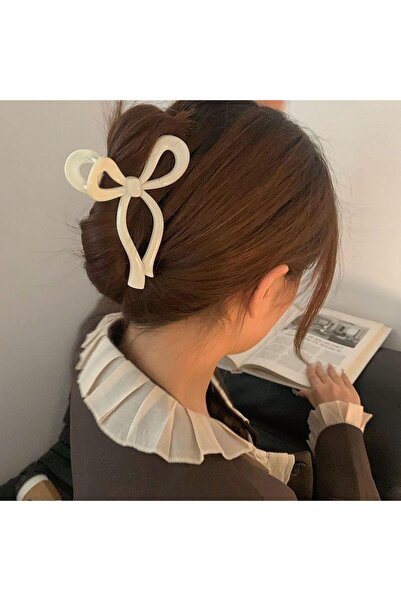 AURRARİ Cataramă pentru femei cu fundă strălucitoare de mărime mare, albă - Incasabilă (11 cm)