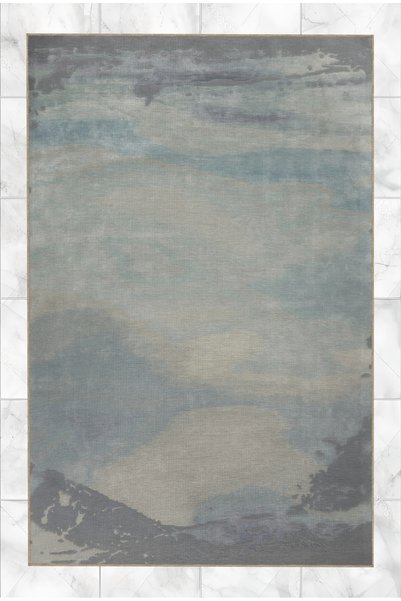 Rugs Modern Halı سجادة ديكور حديثة إبداعية منقوشة بألوان رمادية وزرقاء 5228