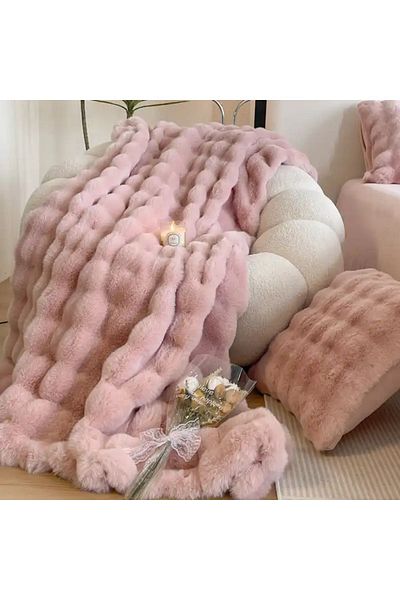 BALADI HOME THICK RABBIT PLUSH TV BLANKET SINGLE PERSON ( 1 PIECE ) SIZE 110 *155 Very Soft 1 QUALITY