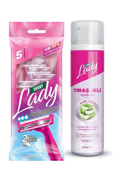 Derby Lady 2 5 Pack - Derby Lady Shaving Gel Aloe Vera 200Ml Advantageous Package