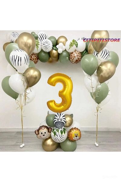 DÜVENCİ TİCARET Foil Safari Head Balloon Set