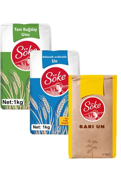 Söke Tam Buğday Un Baklava Böreklik Un Sarı Un 3 x 1 Kg