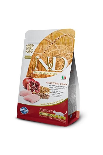 N&D Düşük Tahıllı Tavuklu ve Narlı Kısırlaştırılmış Yetişkin Kedi Maması 10 Kg
