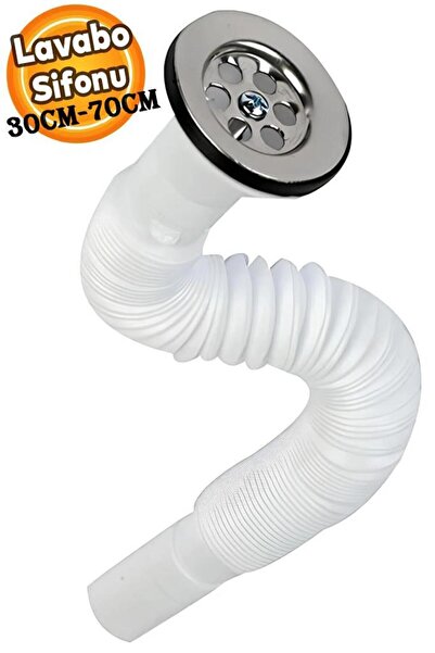 Tiesa Home 30cm-70cm Körüklü Lavabo Evye Sifonu Gider Borusu
