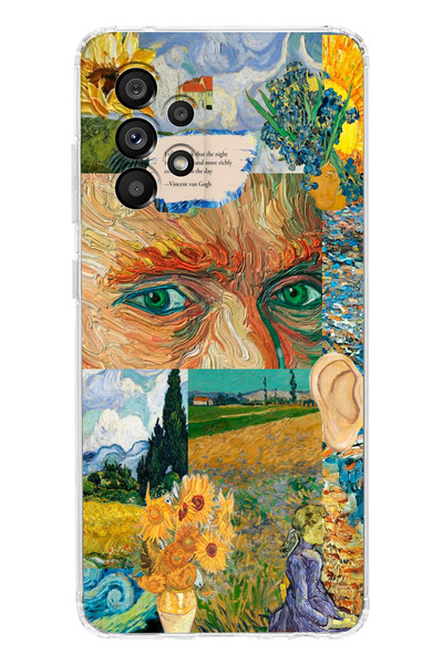 moonset Samsung Galaxy A13 Uyumlu Van Gogh Tasarımlı Baskılı Şeffaf Telefon K...