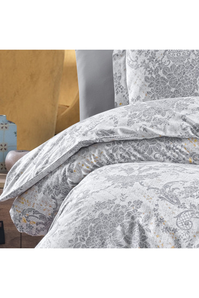 In House Seville | 8 Pieces Ranforce Cotton Comforter Set - King - 260x240 cm - 25280-v3 - Grey