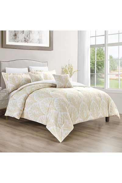 In House Ariana | 8 Pieces Comforter Set - King - 260x240 cm - White & Beige