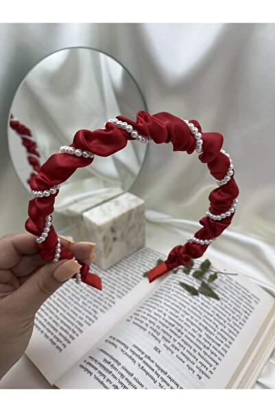 modernist Kırmızı İncili Büzgülü Taç