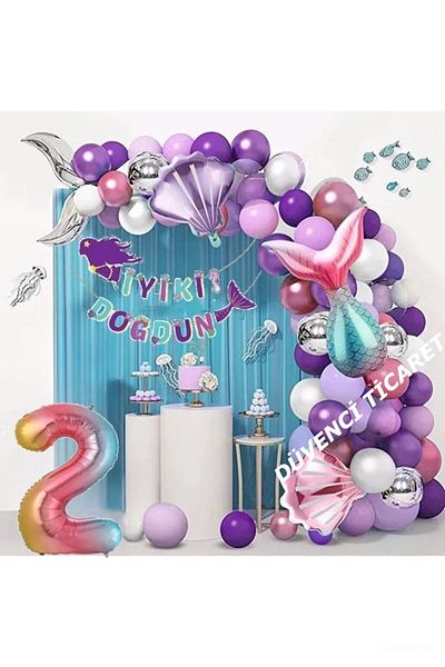 DÜVENCİ TİCARET Mermaid Luxury Birthday Set