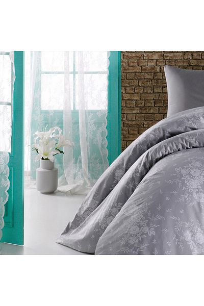 In House Pellistri | 8 Pieces Ranforce Cotton Comforter Set from In House - King - 260x240 cm - Grey & White