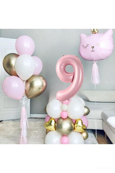 DÜVENCİ TİCARET Pink Cat Balloon Set