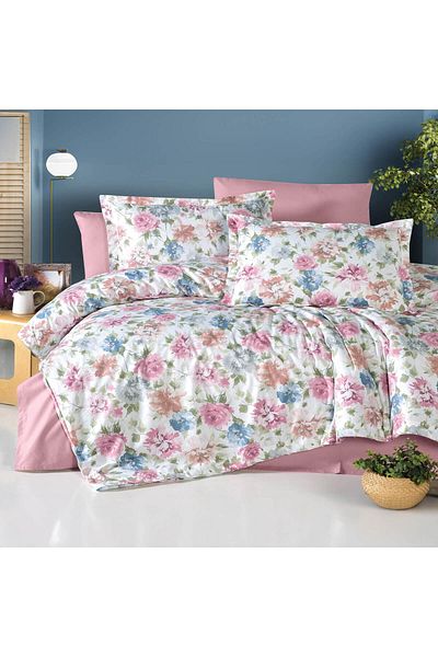 In House Lilac | 8 Pieces Ranforce Cotton Comforter Set - King - 260x240 cm -11649 - Multicolor
