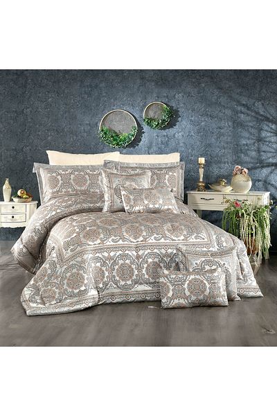 In House Fano | 10 Pieces Copland Comforter Set - King - 260x240 cm - 400 - Sliver