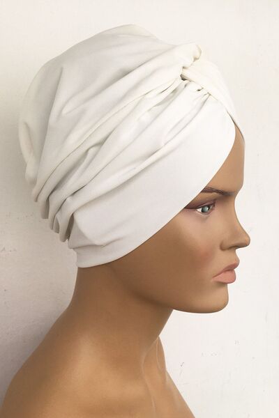 Vera Καπό έτοιμο τουρμπάνι με έναν κόμπο Καπό Γυναικείο Hijab Καπό Εκρού Κρέμα Λευκό Εξωτερικό Καπό Hijab Snap-on Καπό