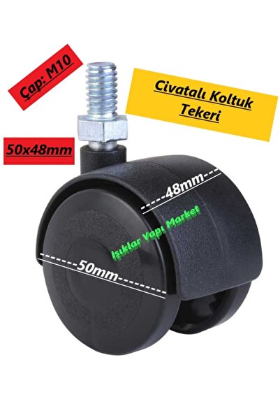 Işıklar Civatalı Döner Polipropilen Lastik Tekerlek-Koltuk Tekerleği 50x48mm ...