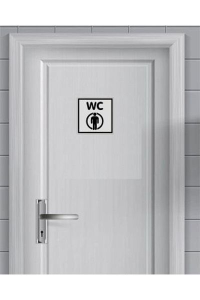 enmalife Ανδρικό-γυναικείο WC Οδηγιών Μεταλλικό Ασημί 2 Τεμάχια 10x10 εκ.