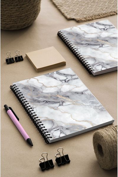 kutuTR 15x21 Marble Patterned Wooden MDF Cover 100 Sheets Checkered Vip Modelist Notebook - 80gr/m2 K514