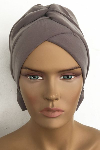 Vera Mihrace Ready Turban Bonnet Mink Cross Banded Lined γεμιστό φιόγκο αναστρέψιμο Hijab Bonnet