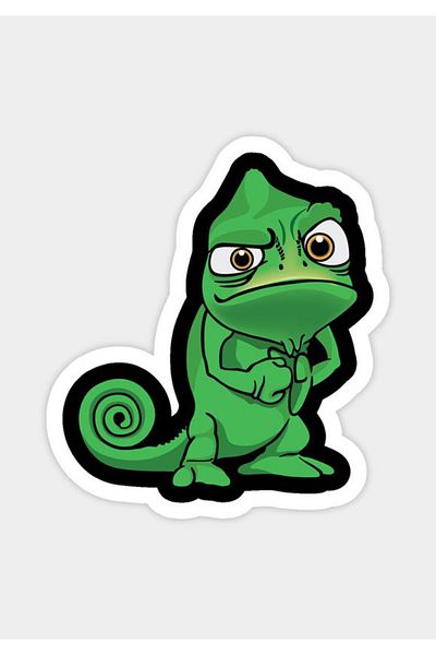 MegaSticker Autocolant verde Geko șopârlă pentru mașină, motocicletă, cască, laptop, sticlă 14x12 cm