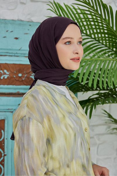 Şalland Organic Cotton Voile Shawl Bitter Eggplant