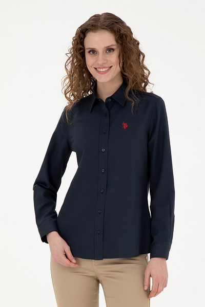 U.S. Polo Assn. Тъмносиня дамска риза с дълъг ръкав - Базов модел 50288851-VR033