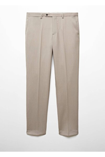 MANGO Man Dar kesim yünlü kumaş pantolon