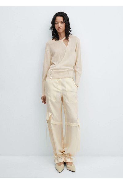 MANGO Woman Double Breasted Cut Slit Sweater