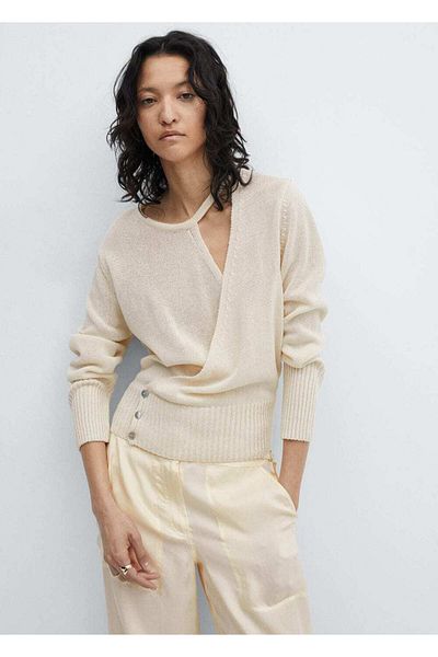 MANGO Woman Double Breasted Cut Slit Sweater