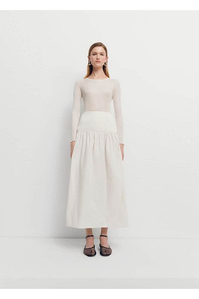 MANGO Woman Tricou din mătase cu mâneci lungi