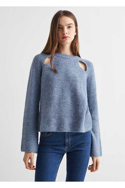 Mango Teen Pulover Albastru Pentru Copii
