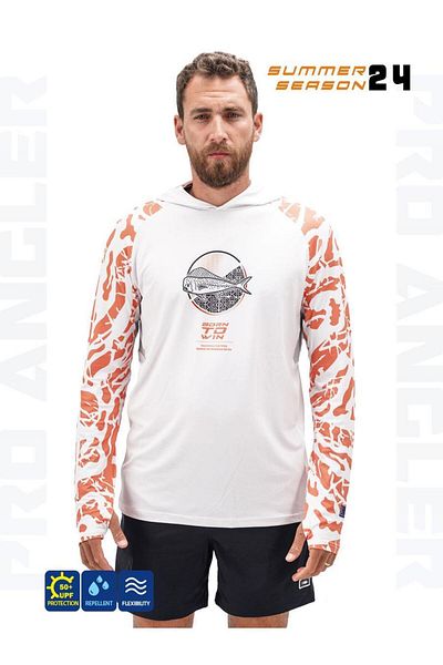 Fujin Pro Angler S24 - قماش السلمون المطلي بغطاء للرأس مقاس L