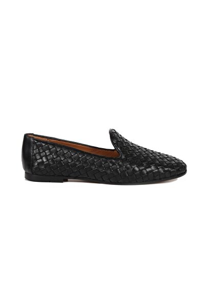 Sofia Baldi Aurora Black Braided Leather Women's Ballerinas