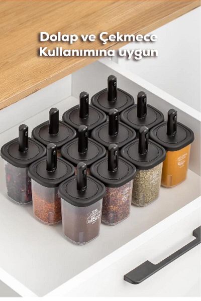 Bayev 350 ML 12 Pieces Spice Set with Lid and Slide