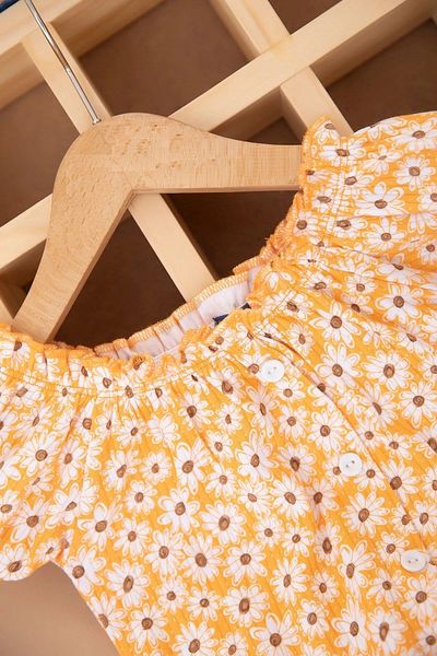 Ege Bebek Daisy Printed Ribbed Fabric Girl's Shorts Suit 3-6 YEARS - Summer Interlock R771