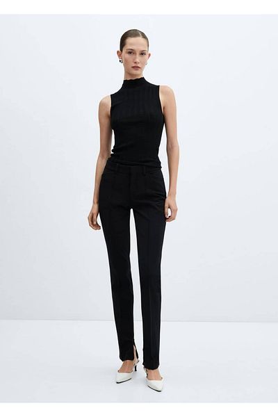 MANGO Woman Ribbed Neckline Blouse