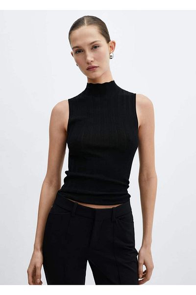 MANGO Woman Ribbed Neckline Blouse