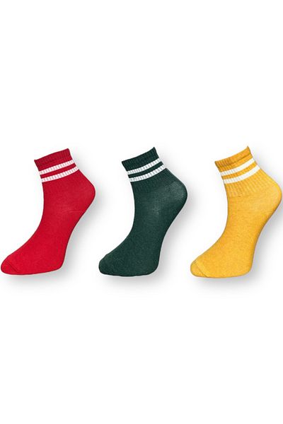Mevo Unisex 3-Piece Striped Socks Set