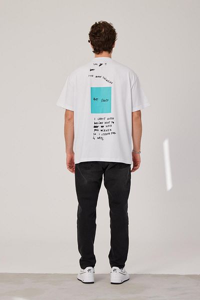 NOMARC Tricou alb cu litere mixte