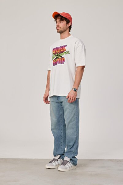 NOMARC Чоловічий робочий одяг Біла футболка з кольоровим принтом