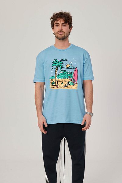 NOMARC Tricou cu imprimeu cu schelet albastru surfer