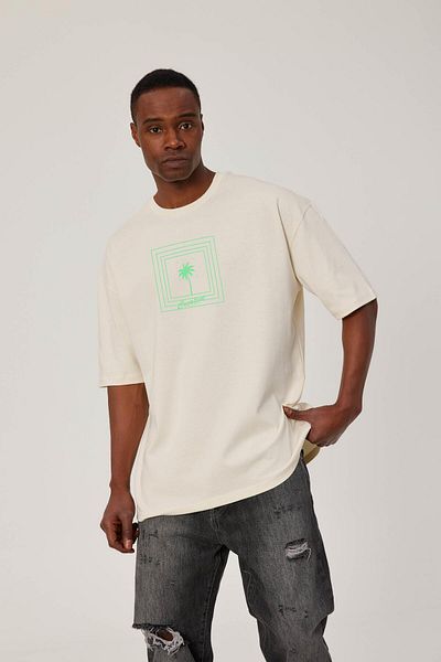 NOMARC Κρεμ Χρώμα Creative Written T-Shirt