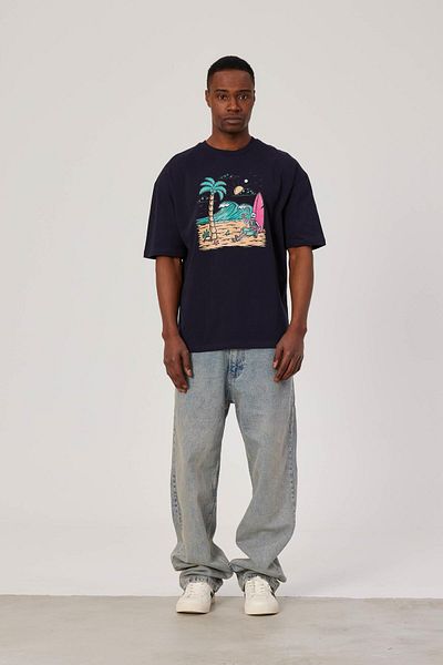 NOMARC Μπλουζάκι με στάμπα Navy Blue Surfer Skeleton