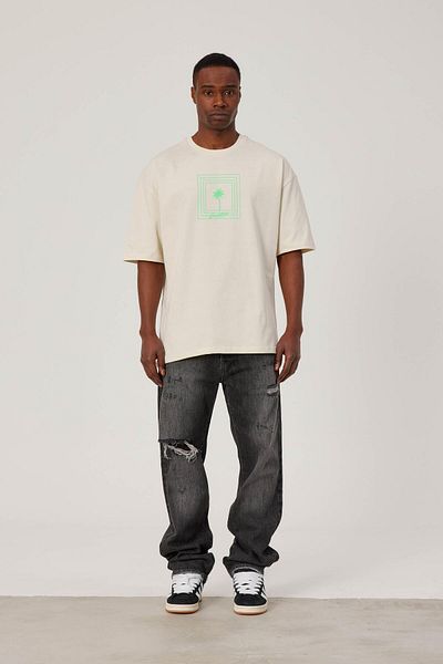 NOMARC Κρεμ Χρώμα Creative Written T-Shirt