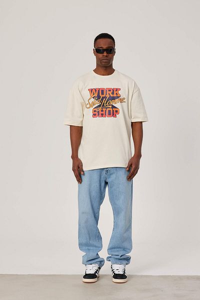 NOMARC Πολύχρωμο εμπριμέ T-Shirt Work Shop Cream